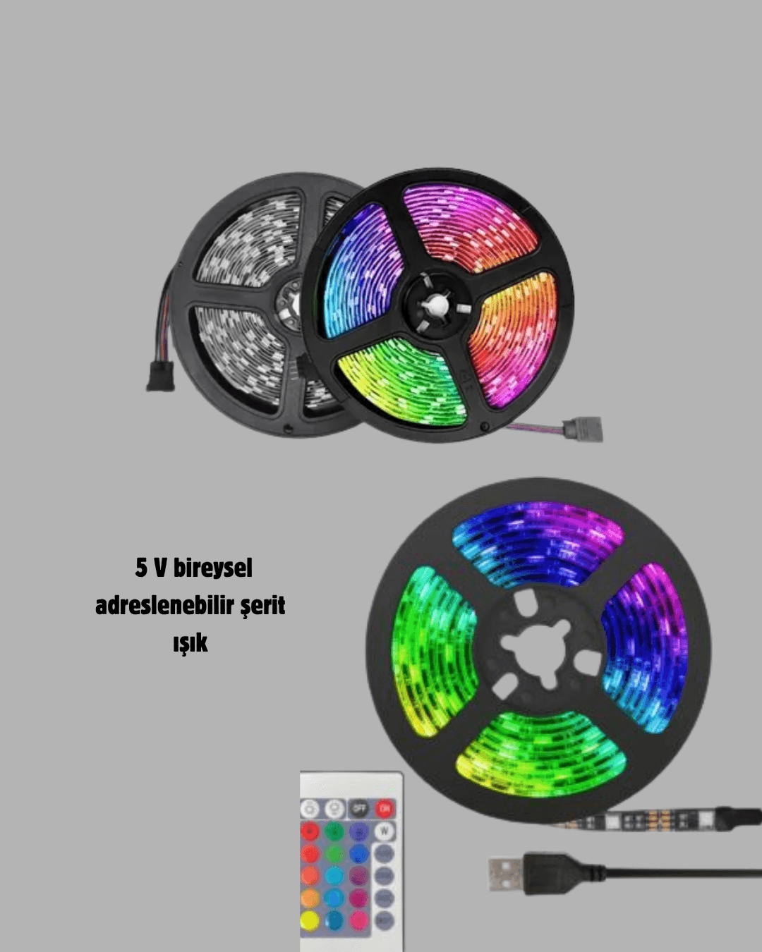 Smart Şerit LED Işık – Uzaktan Kumandalı, USB Girişli,
