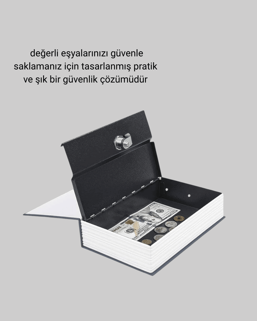 Gizli Kitap Kasa – Metal Gövdeli, Anahtarlı