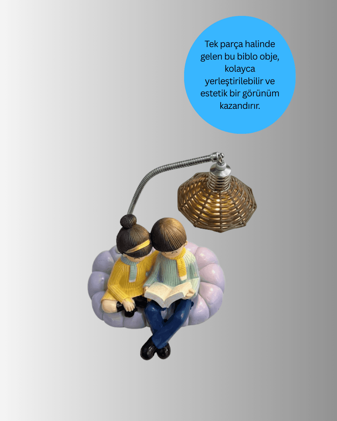 Okuyan Çift Figürlü Dekoratif Gece Lambası Hediye