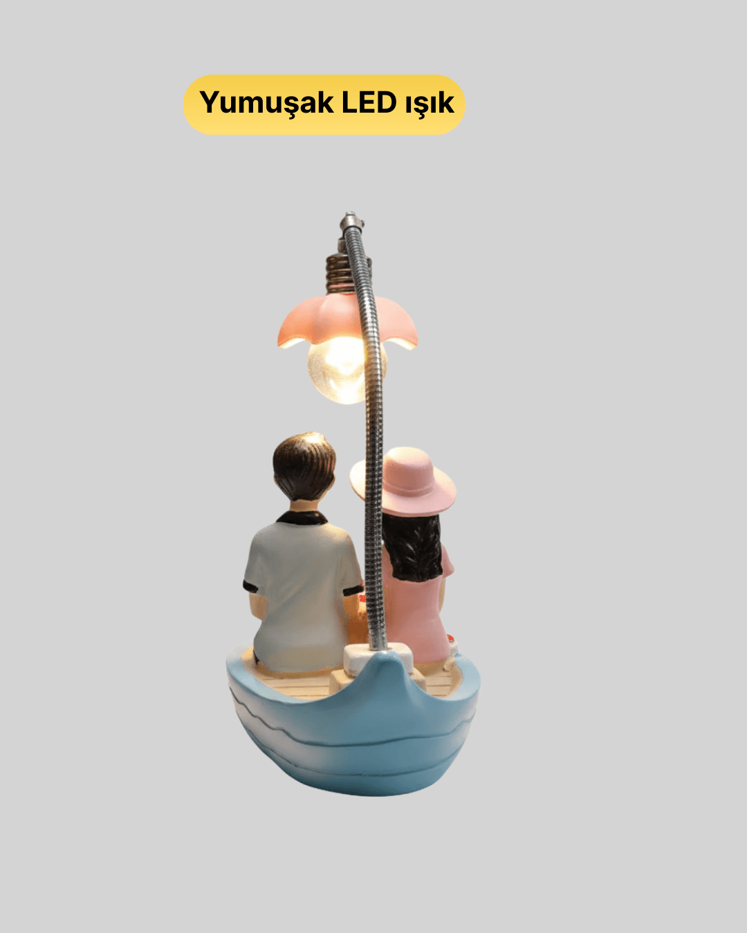 Oturan Çift Figürlü LED Masa Lambası Romantik Hediye