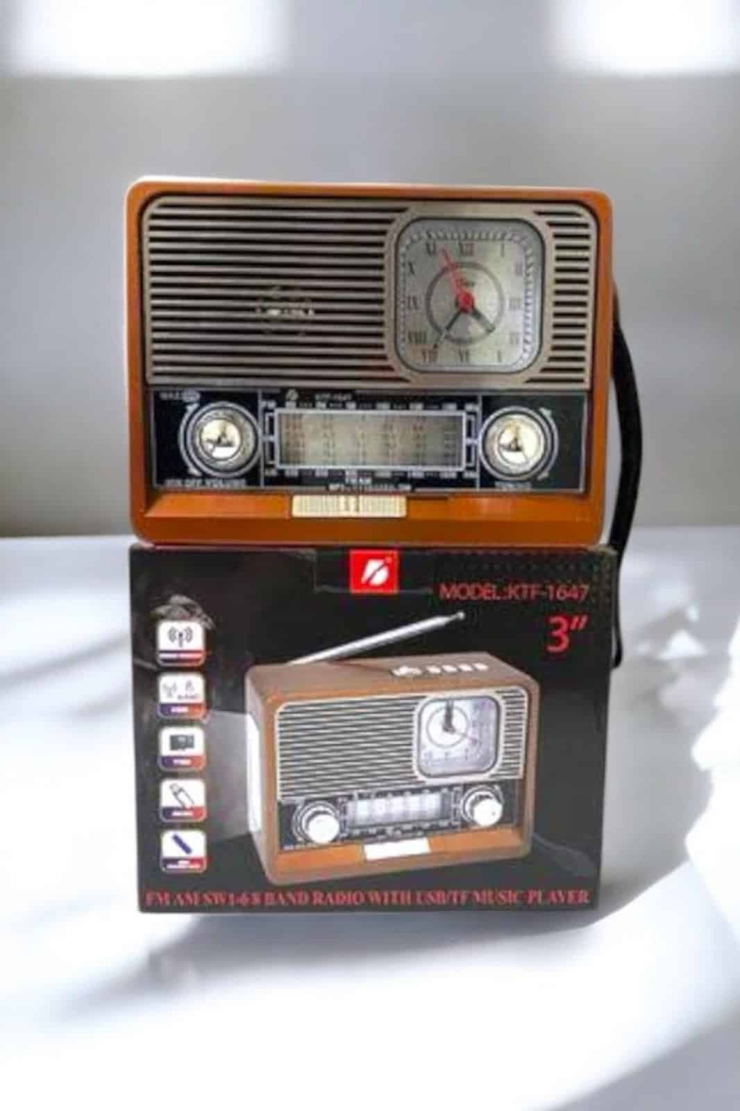 Ahşap Görünümlü Retro Bluetooth Radyo USB,AUX Ve SD