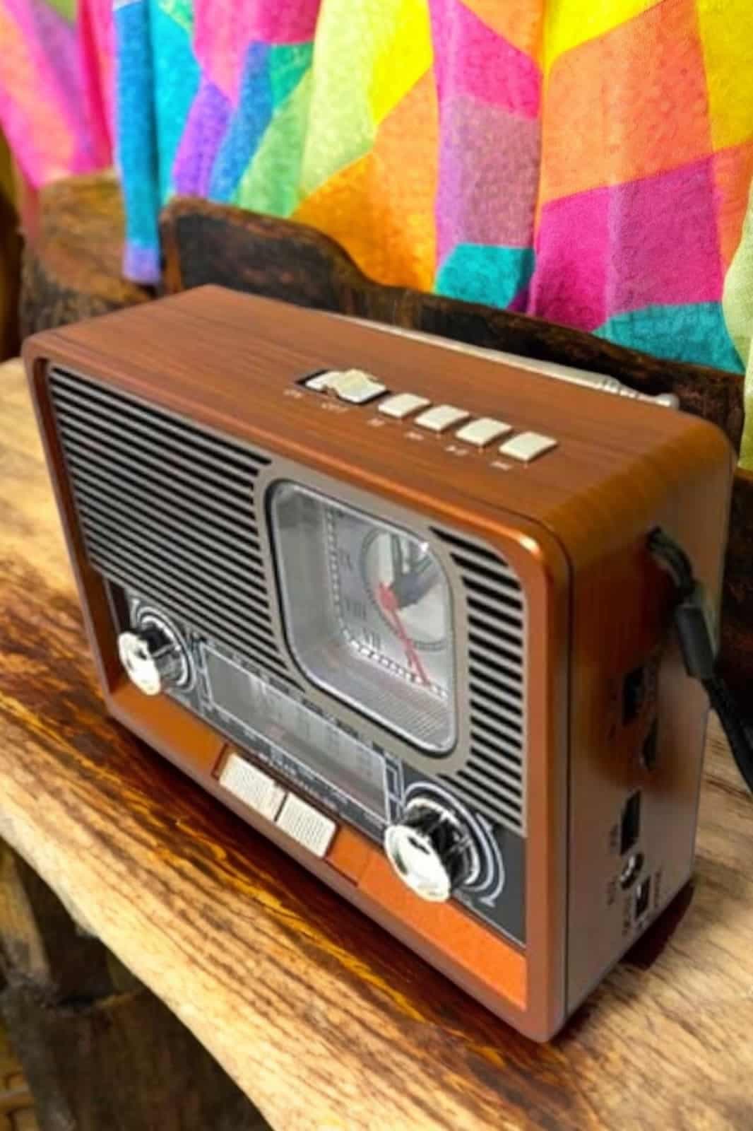Ahşap Görünümlü Retro Bluetooth Radyo USB,AUX Ve SD