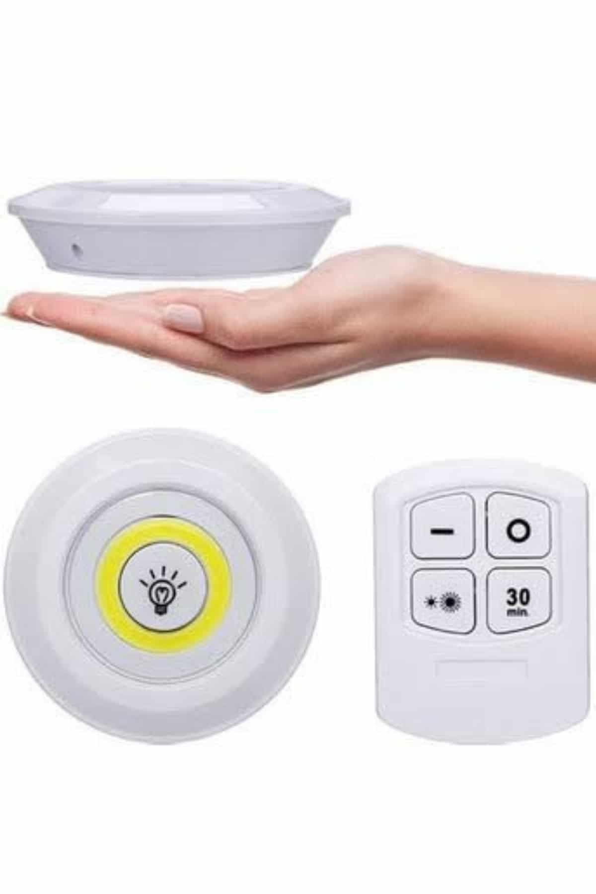 Yapışkanlı 3'lü Spot Led Işık Lamba Montajsız Pilli