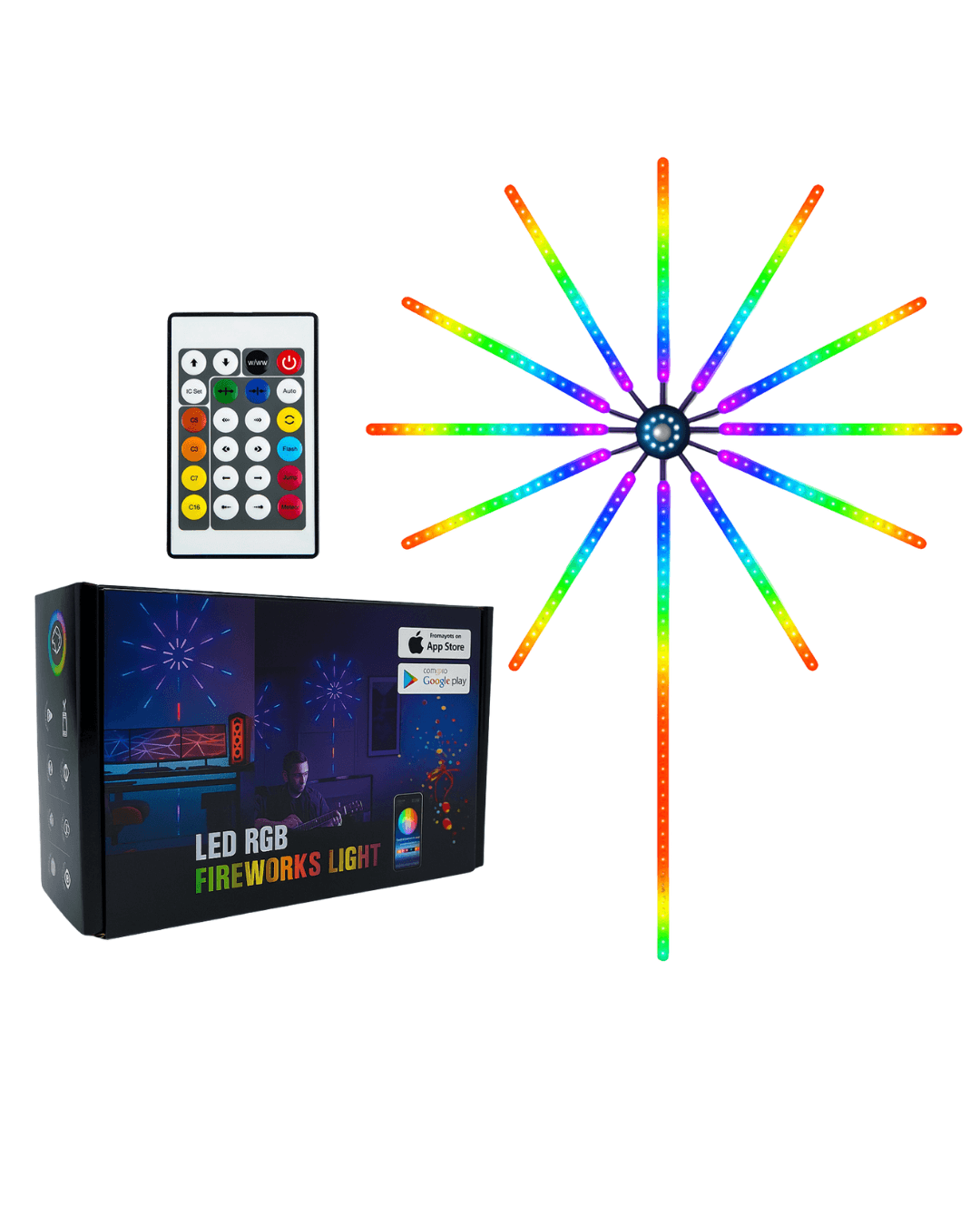 RGB LED Duvar Dekoru Sökülebilir Kollu Havai Fişek Işık