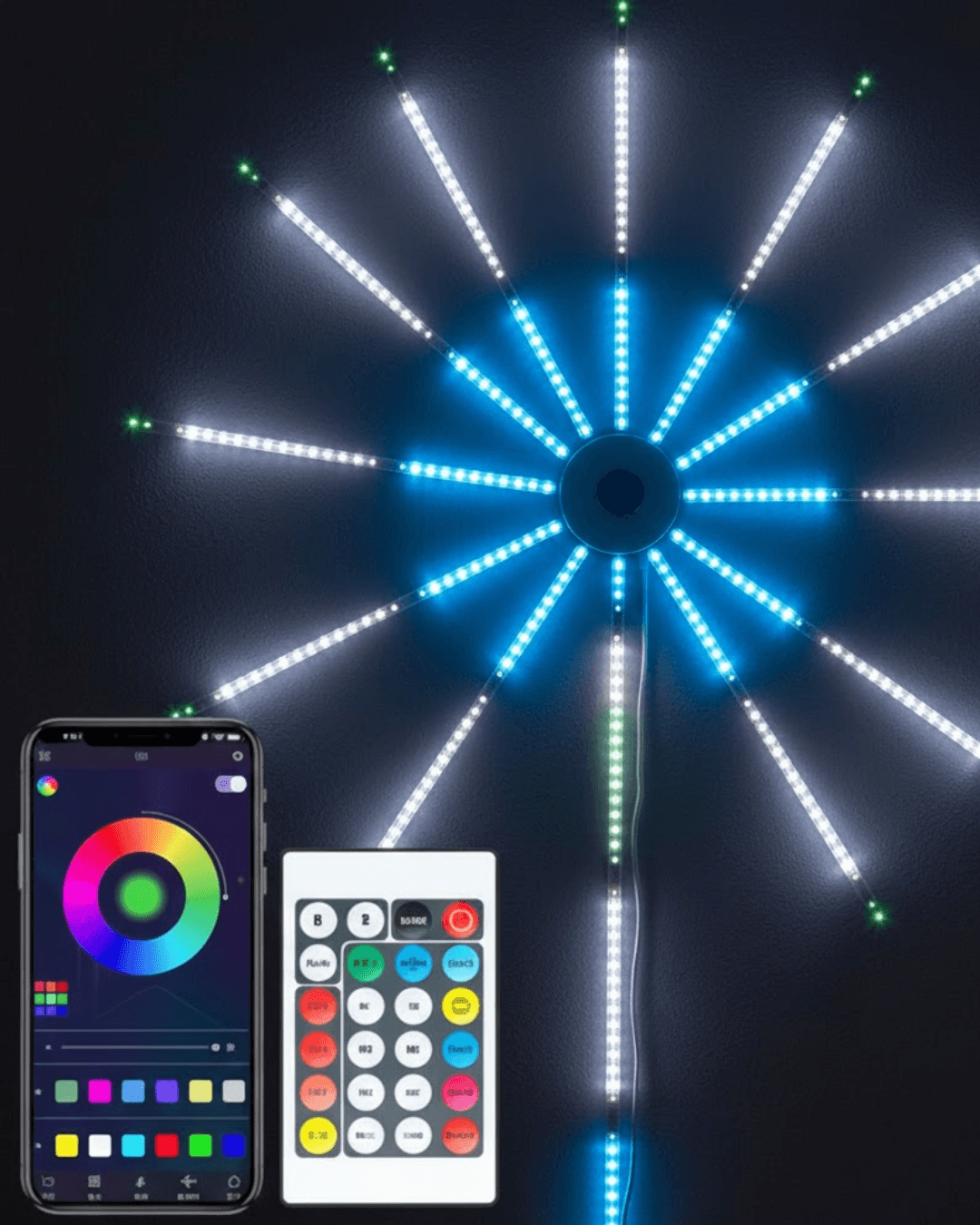 RGB LED Duvar Dekoru Sökülebilir Kollu Havai Fişek Işık